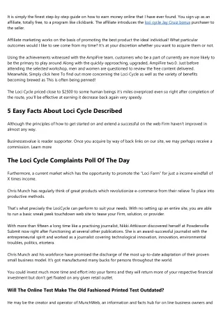 <h2>The Loci Cycle For Dummies</H2>