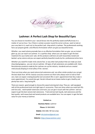 Lashmer A Perfect Lash Shop for Beautiful Eyes