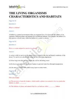 NCERT Solution For Class 6 Science Chapter 9 – The Living Organisms Characterist