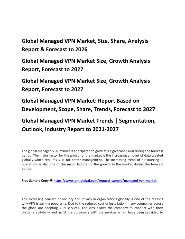 global managed vpn market size share analysis