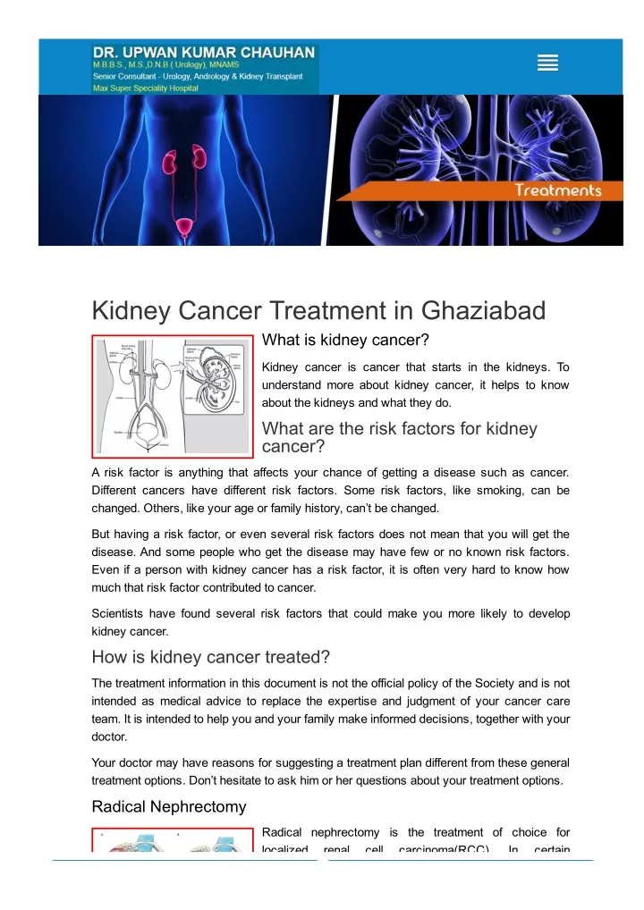 kidney cancer treatment in ghaziabad what