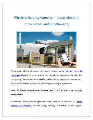 wireless security cameras learn about its