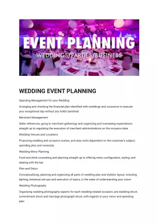 wedding event planning