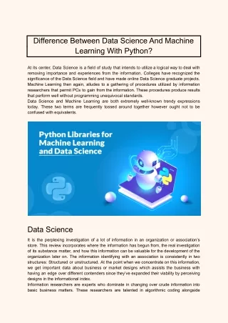 Difference Between Data Science And Machine Learning With Python