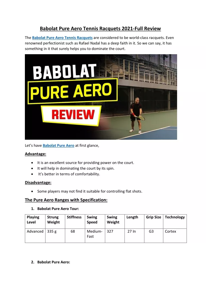 babolat pure aero tennis racquets 2021 full review