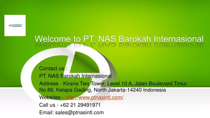 welcome to pt nas barokah internasional