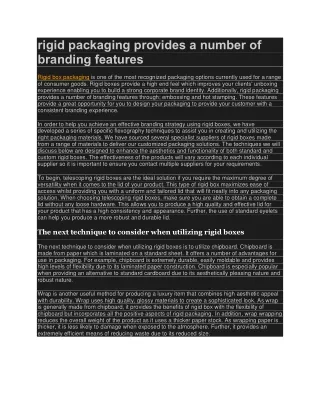 rigid packaging provides a number of branding