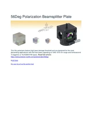 56Deg Polarization Beamsplitter Plate