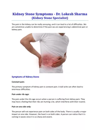 Kidney Stone Symptoms - Dr. Lokesh Sharma