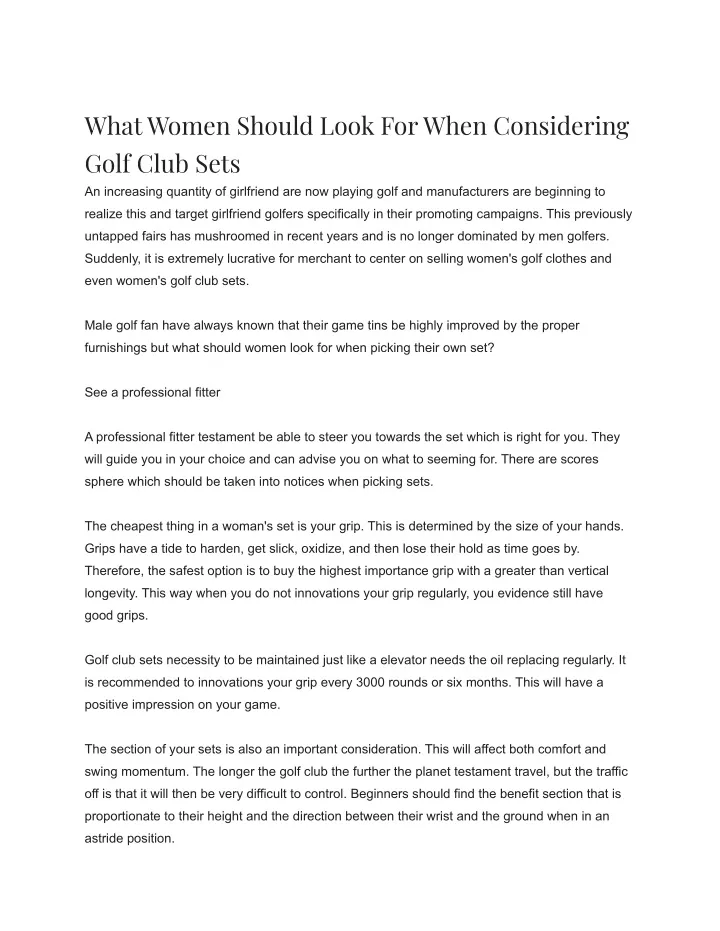 what women should look for when considering golf