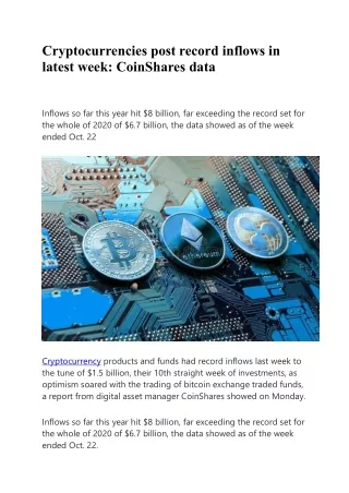cryptocurrencies post record inflows in latest
