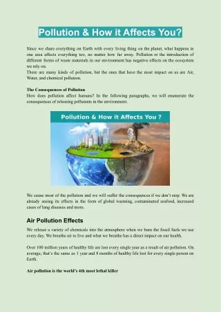 Pollution & How it Affects You?