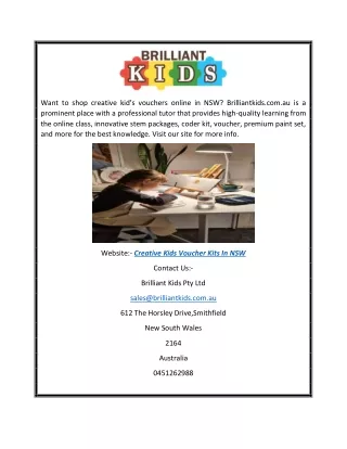 Creative Kids Voucher Kits in NSW | Brilliantkids.com.au