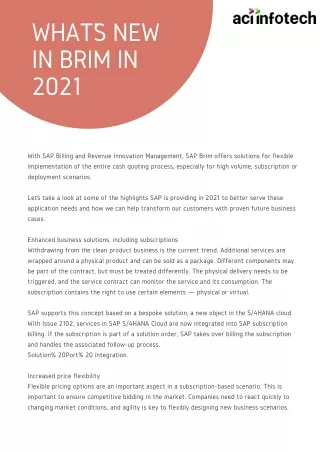 what s new in brim in 2021