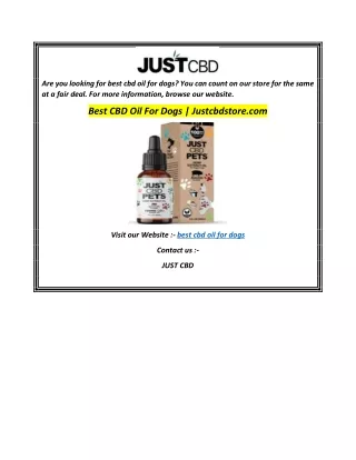 Best CBD Oil For Dogs  Justcbdstore.com
