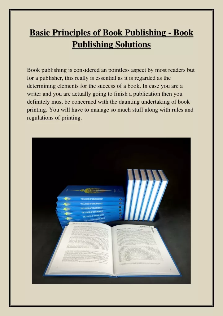 basic principles of book publishing book