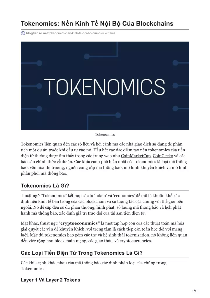 tokenomics n n kinh t n i b c a blockchains
