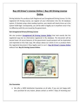 Buy Registered UK Driving License Online for Sale