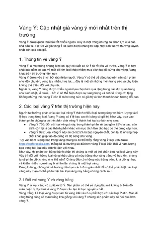 Vàng Ý_ Cập nhật giá vàng ý mới nhất trên thị trường