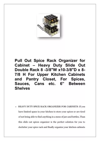 pull out spice rack organizer for cabinet heavy