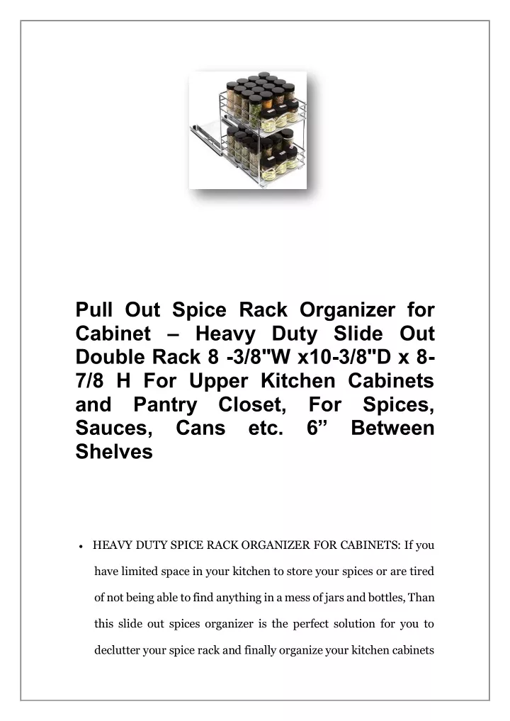 pull out spice rack organizer for cabinet heavy