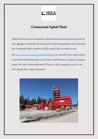 Containerized Asphalt Plants | Lintec & Linnhoff