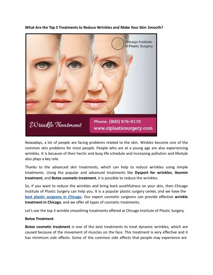 what are the top 3 treatments to reduce wrinkles