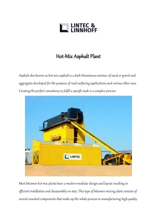 Hot-Mix Asphalt Plant | Lintec & Linnhoff