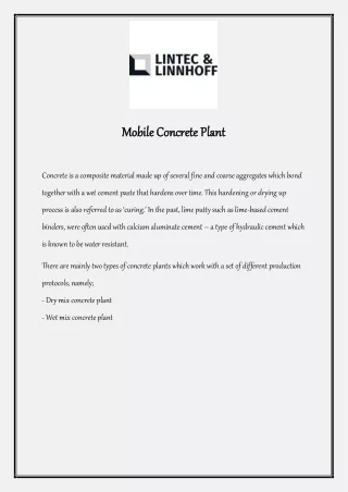 Mobile Concrete Plant | Lintec & Linnhoff