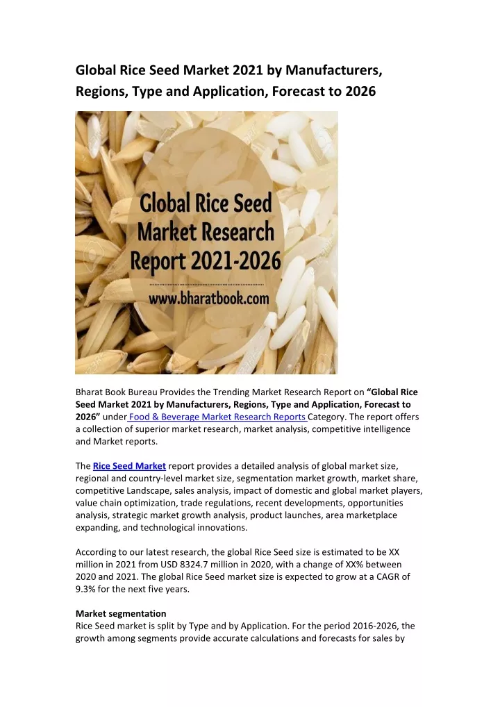 global rice seed market 2021 by manufacturers