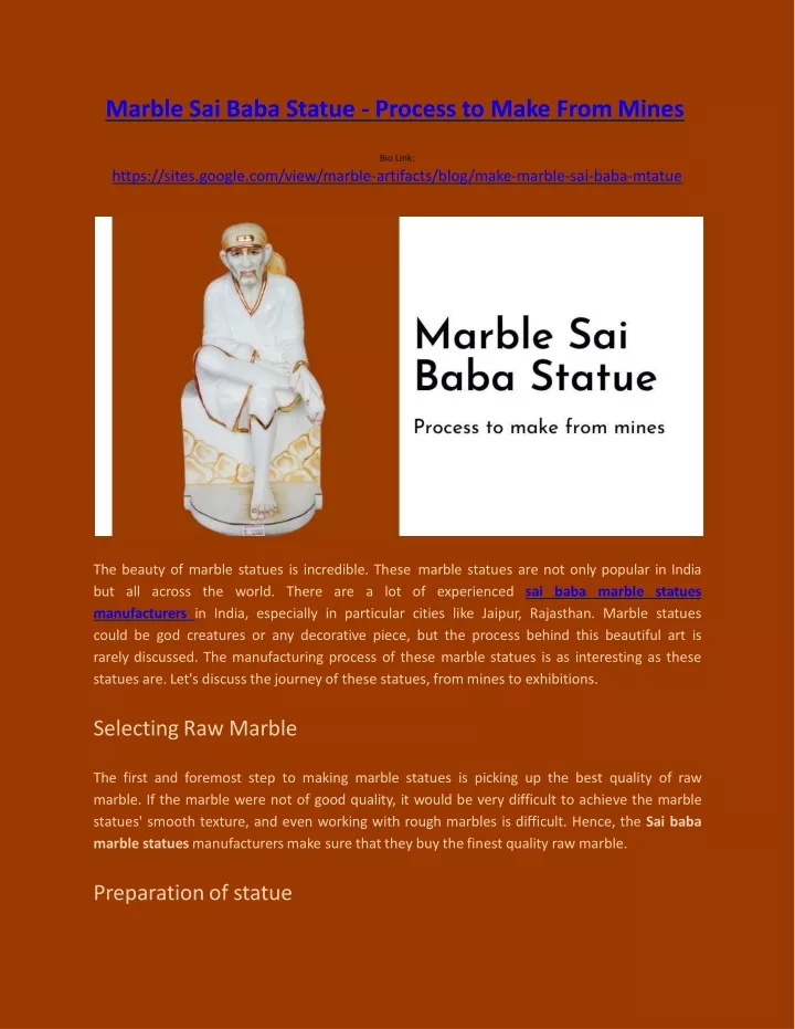 marble sai baba statue process to make from mines