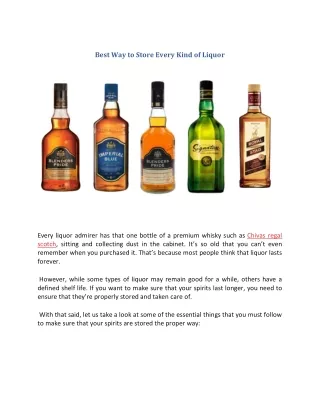 best way to store every kind of liquor