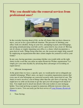 why you should take the removal services from
