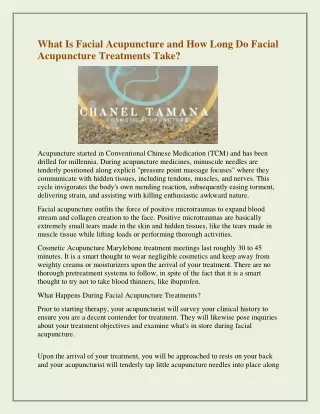 what is facial acupuncture and how long do facial