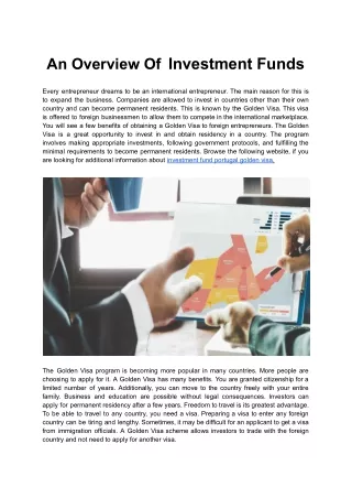 an overview of investment funds