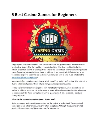 5 Best Casino Games for Beginners