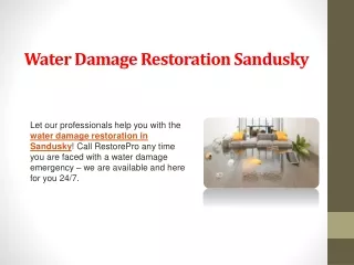 Water Damage Restoration Sandusky