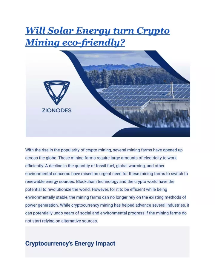 will solar energy turn crypto mining eco friendly