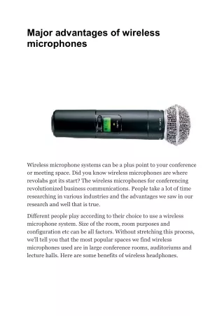 major advantages of wireless microphones