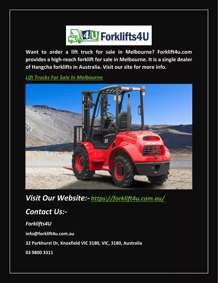 want to order a lift truck for sale in melbourne