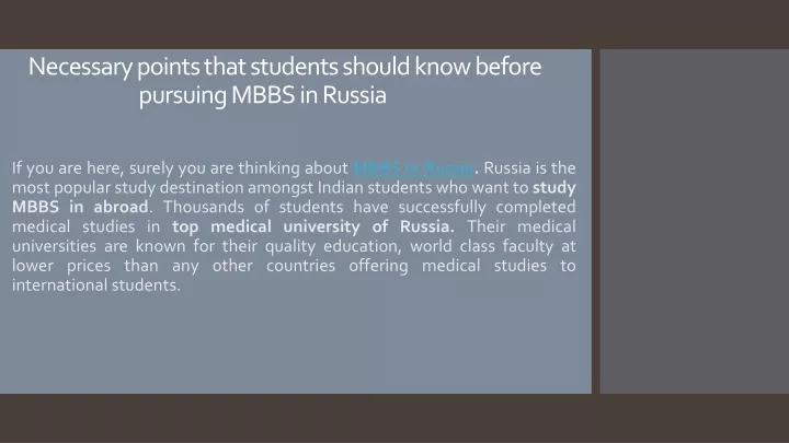necessary points that students should know before pursuing mbbs in russia