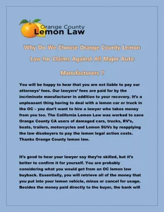 Orange County Lemon Law