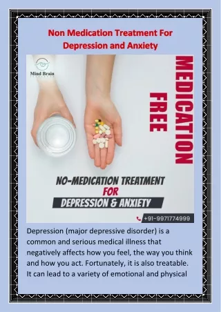 Non Medication Treatment For Depression and Anxiety