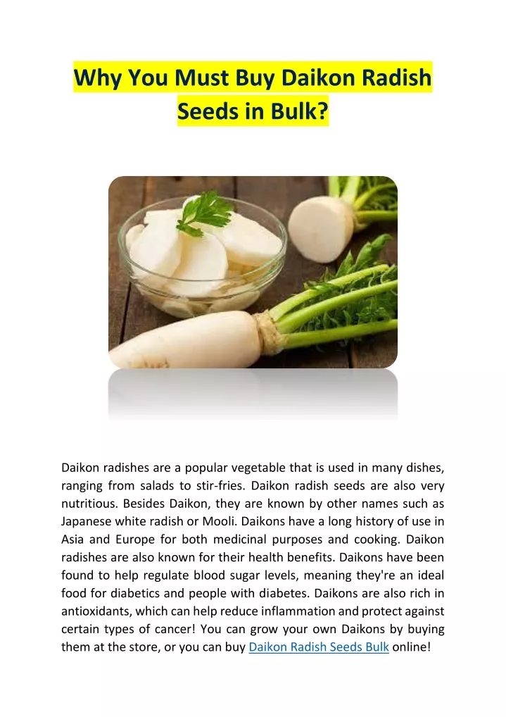 why you must buy daikon radish seeds in bulk