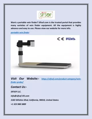 Portable Vein Finder | Sifsof.com
