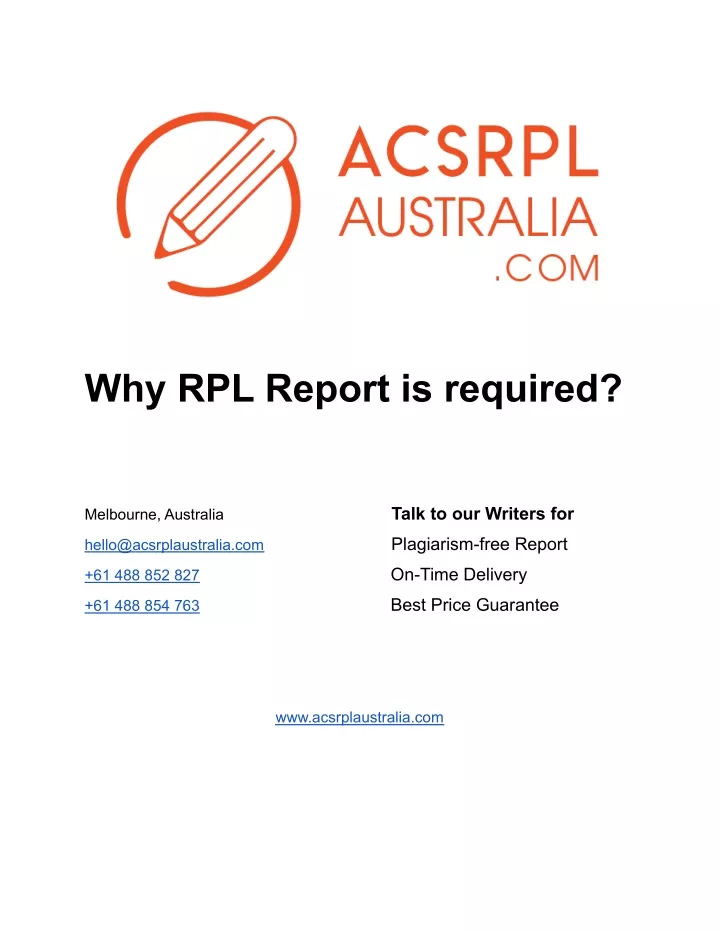 why rpl report is required