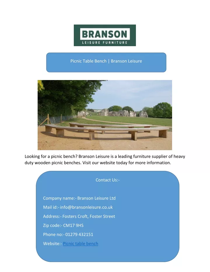 picnic table bench branson leisure