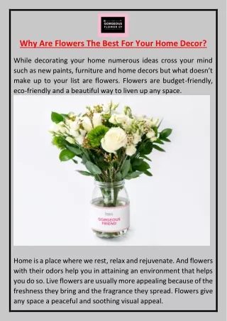 Why Are Flowers The Best For Your Home Decor