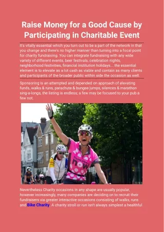 raise money for a good cause by participating