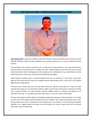 John Spencer Ellis Digital Nomad Business Ideas